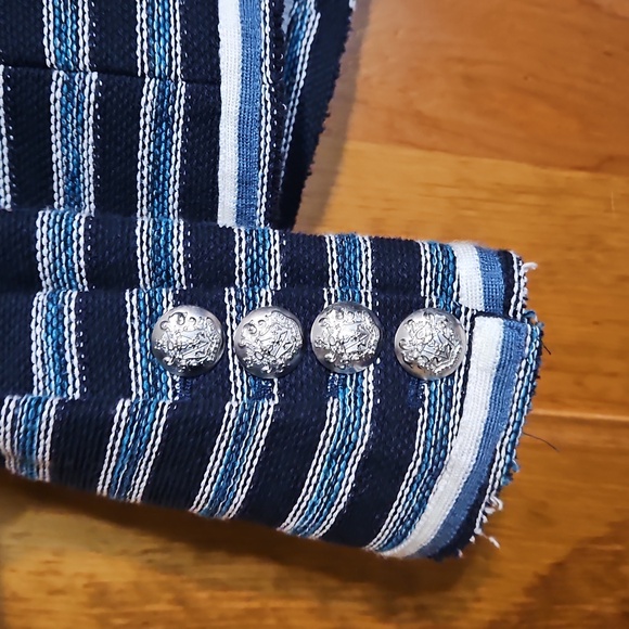 Veronica Beard Carroll Tweed Blue Striped Double-Breasted Blazer - Picture 9 of 12